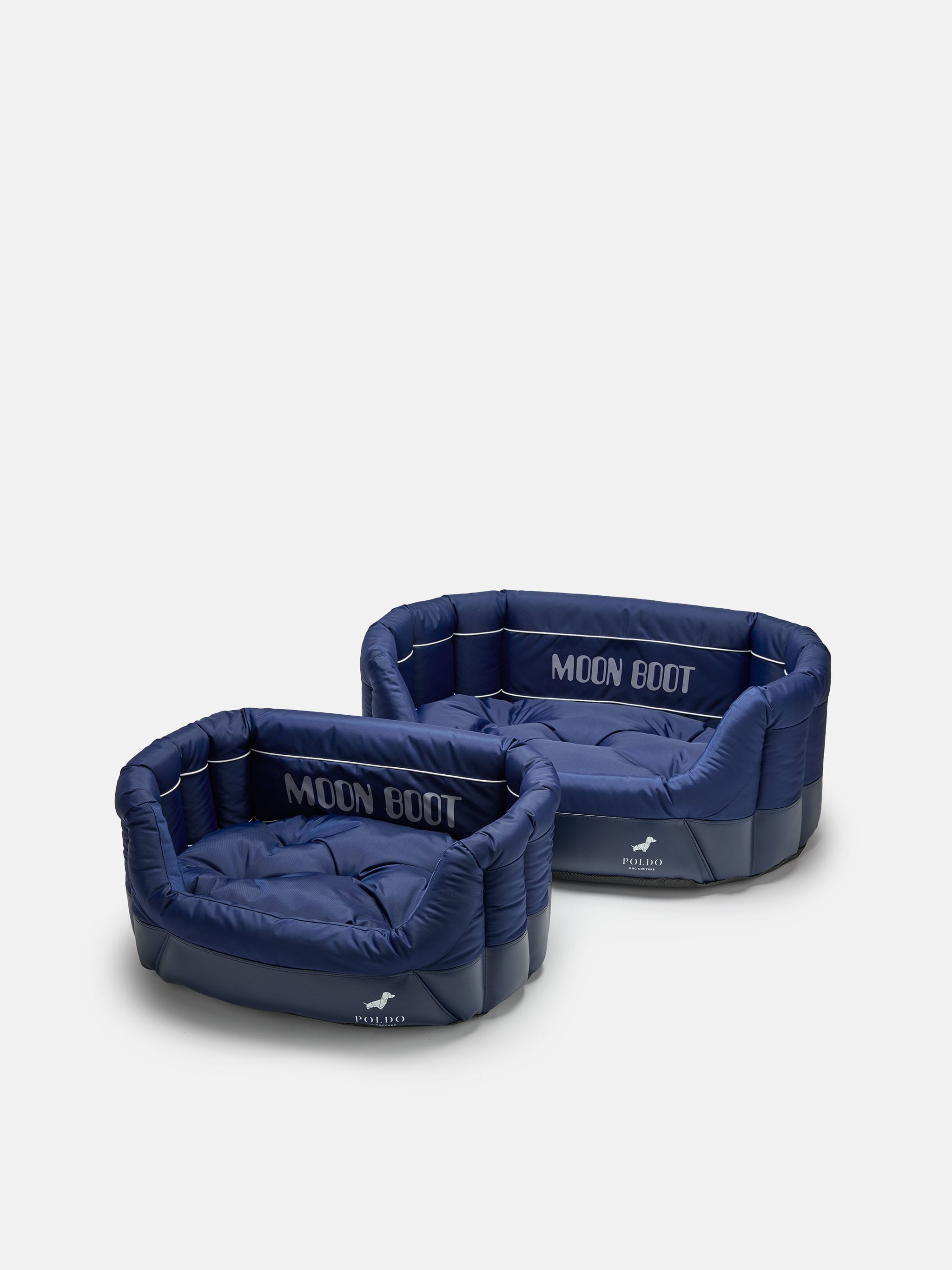 MOON BOOT X POLDO DOG COUTURE BLAU GEPUFFTE HUNDEKUHLE