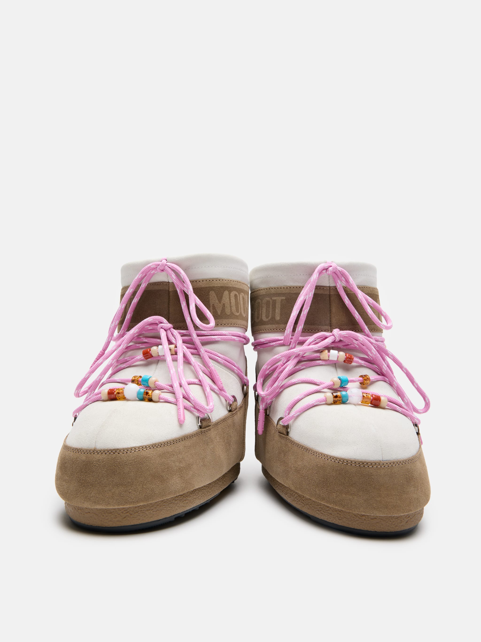 MOON BOOT X GUEST IN RESIDENCE ICON LOW HONEY & WEIßER SAND PERLIERTE SUEDER STIEFEL