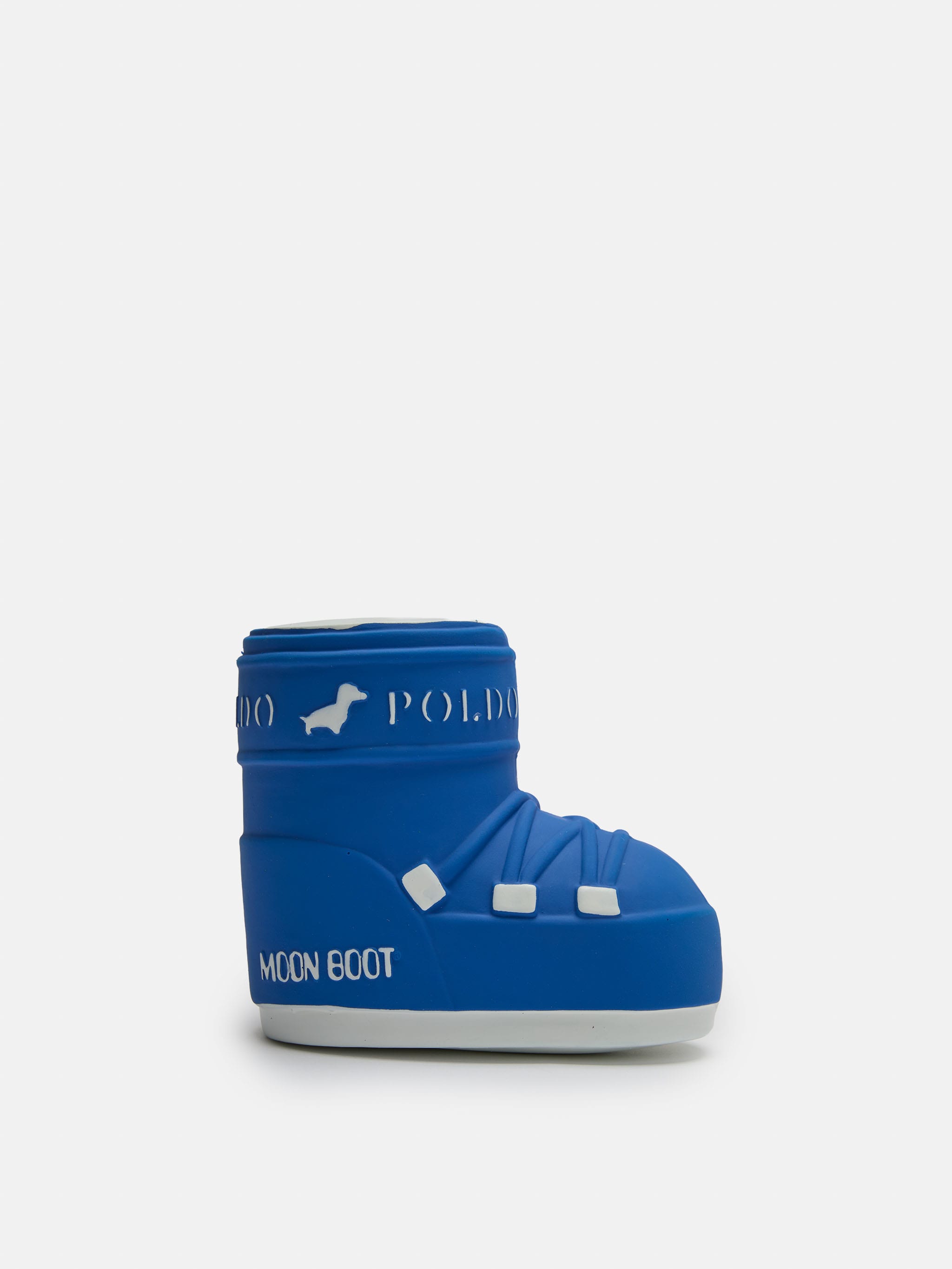 MOON BOOT X POLDO DOG COUTURE BLAUER QUIETSCHENDER HUNDESPIELZEUG