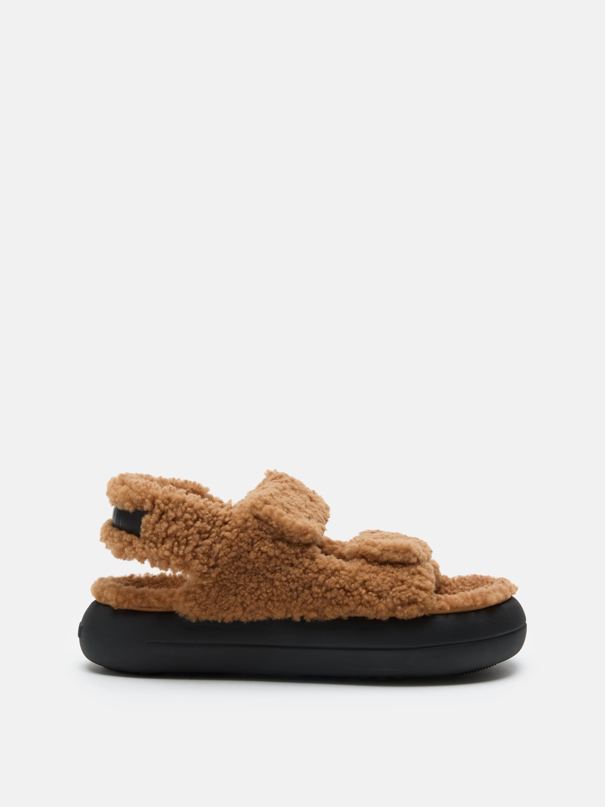 SHEARLING BROWN SANDALEN