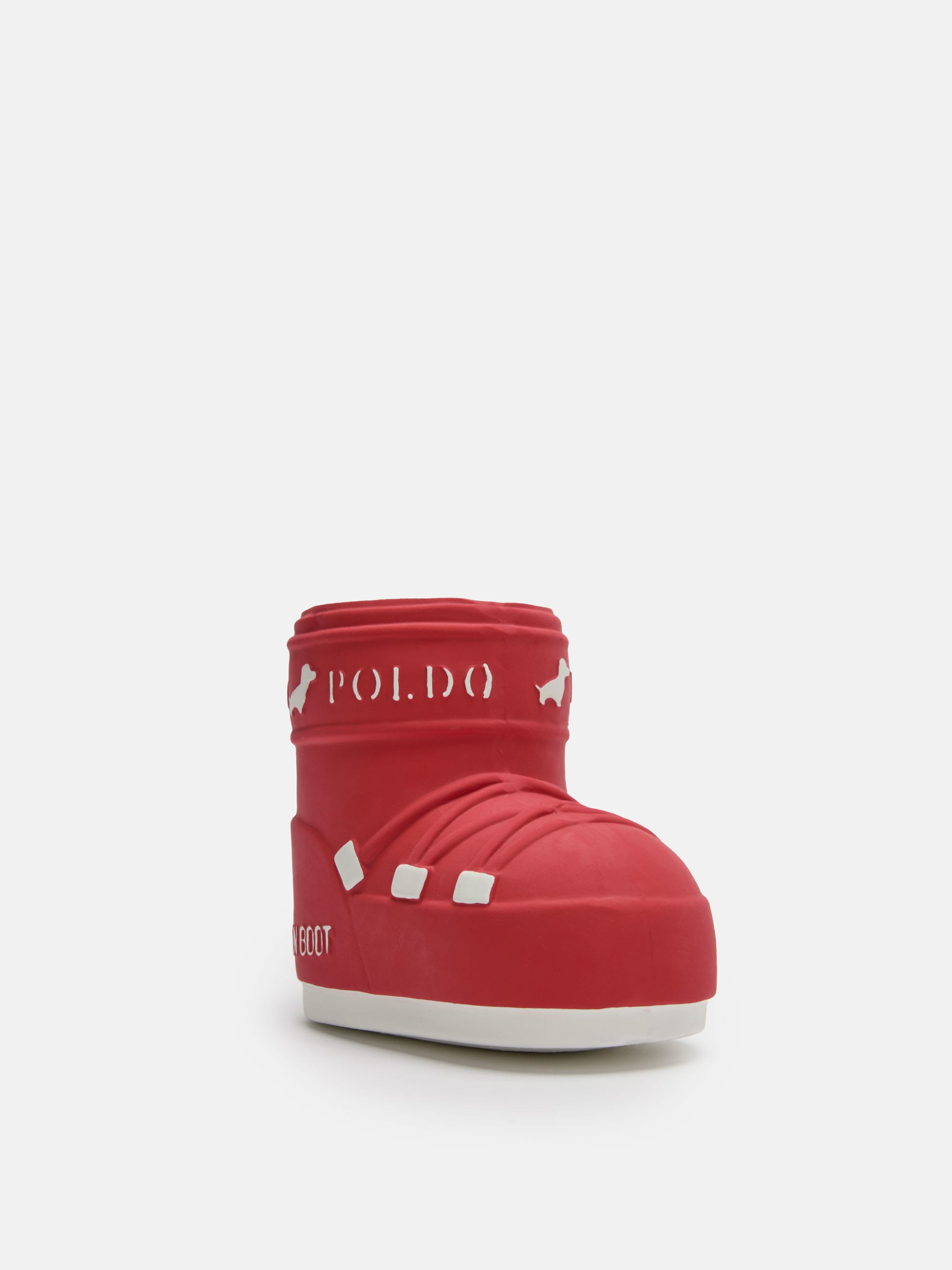 MOON BOOT X POLDO DOG COUTURE ROTES QUIETSCHENDES HUNDESPIELZEUG